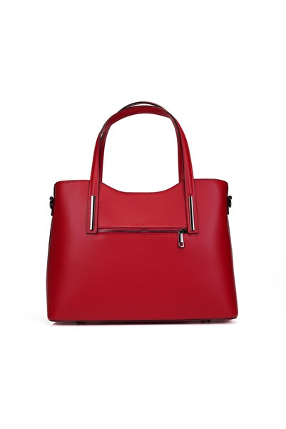 Posete Fagaras Daniela Leather Purse - Red, 2 Compartments, 5 Pockets, Non-Adjustable Strap 104 cm