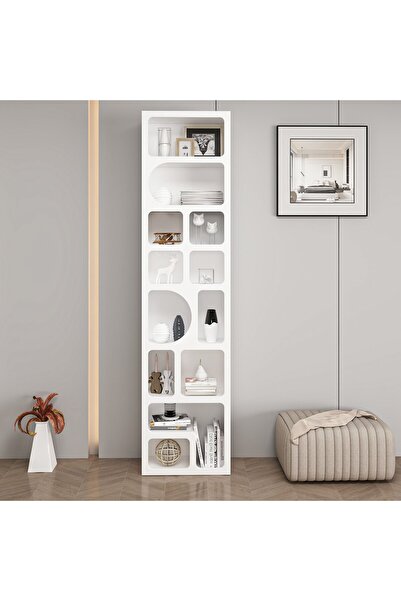 Minar Bohem Kitaplık 205 Cm Mebran - Beyaz