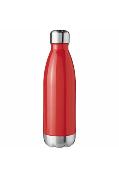 Mevis Line Stainless Steel Thermos Bottle, Double-Walled, 0.5 L, Glossy Red