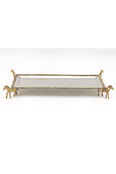 ANTEPSEPETİ Silver Plated Copper Horse Motif Tray