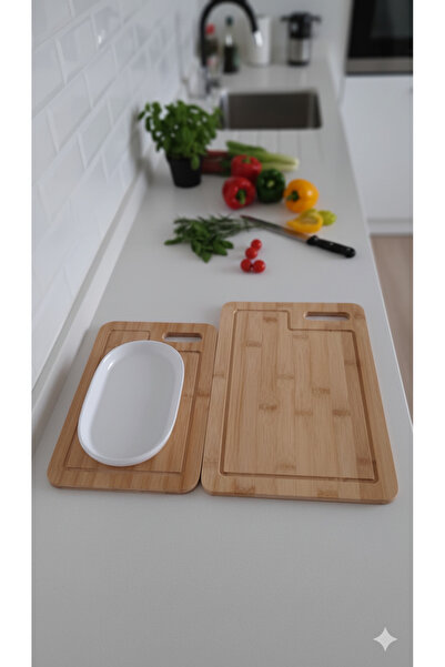 KdrElektronik Set of 2 Bamboo Cutting Boards Scratch Resistant Non-Stretching...