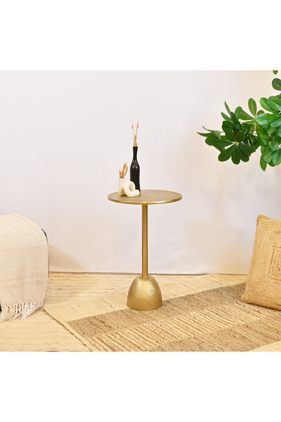 Crafted by Lifestyle Textured Metal Top Accent Table with Pedestal Base