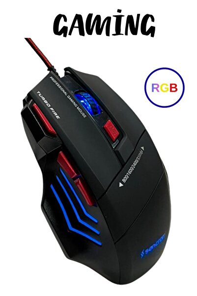 SNRELK RGB IŞIKLI GAMİNG MOUSE 8001600/2400/3200 DPİ OYUNCU MOUSE