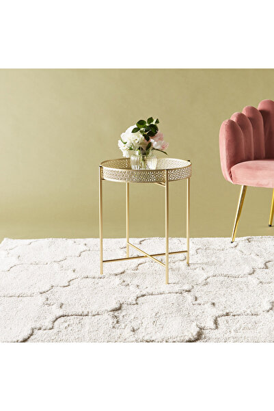 Lifestyle Cutwork Detail Mirror Top Side Table