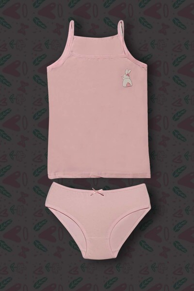 GRI MOR TEKSTIL 3-Piece Girls' Cotton Rabbit Printed Laundry Set