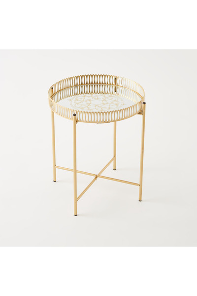 Lifestyle Metal Tray Top Accent Table - 42x42x47 cms