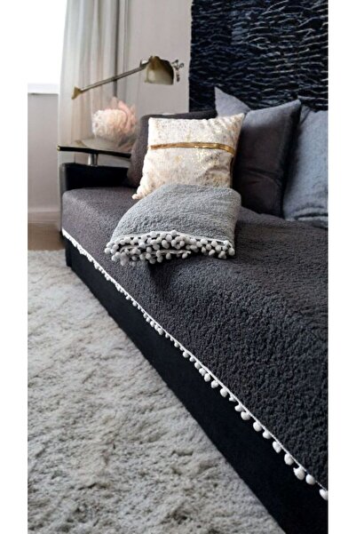 GHZAL Home Collection Pompom Teddy Curly Plush Three-Seater Sofa Cover Living Area Only (1 Piece) Measurement 75 X 190