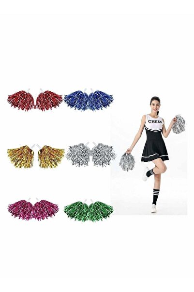 Generic 12 Pack Cheerleading Pom Poms with Plastic Handle, Metallic Strips (6...
