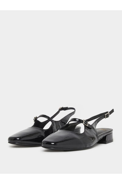 Styli Black Patent Slingback Mary Jane Shoes