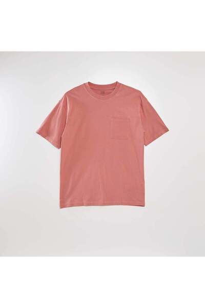 KİABİ تي شيرت وردي فضفاض سادة