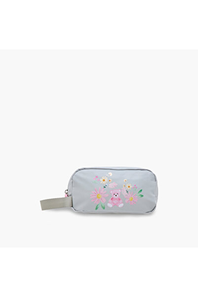 Juniors Bear Print Pencil Pouch with Zip Closure