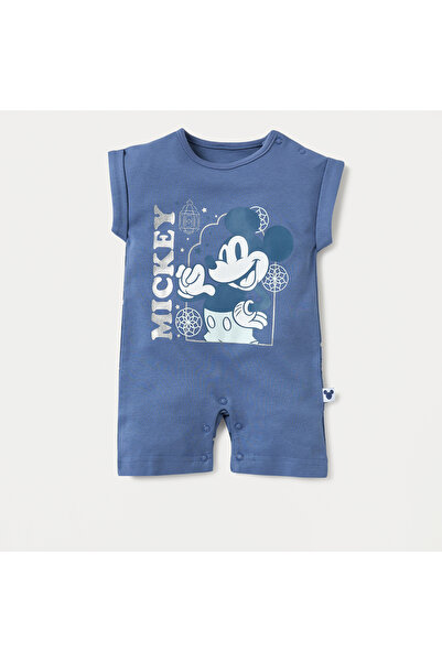 Disney Mickey Mouse and Donald Duck Print Reversible Romper with Extended Sleeves