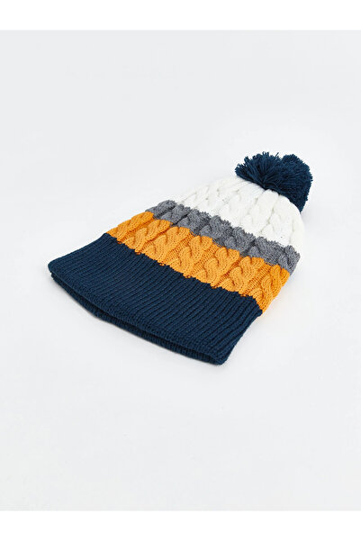 LC Waikiki Lcw Accessories Mixed Color Block Boys' Scarf and Beanie Set