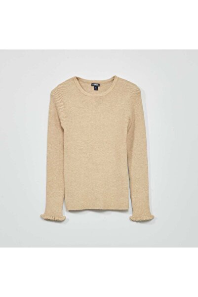 KİABİ سترة حياكة مضلعة باللون البيج