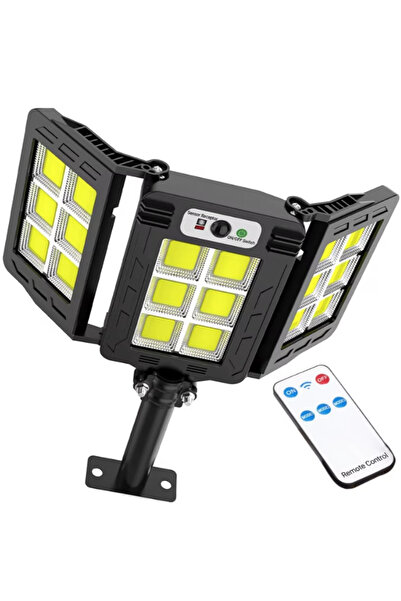 Tai Lampa solara 30w tripla de perete cu senzor de lumina si miscare cu telecomanda IP65