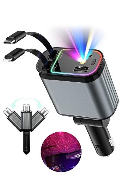 ADMOS AM8006 22.5W Car Charger with Night Light and Built-in Charging Cables