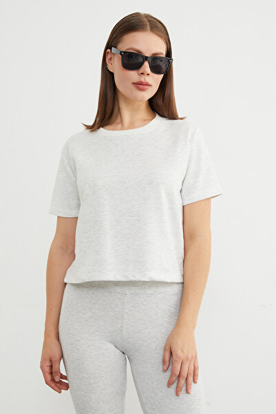 Fulla Moda Basic Rib Neck Seasonal Crop T-Shirt