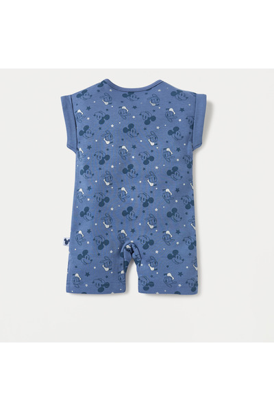 Disney Mickey Mouse and Donald Duck Print Reversible Romper with Extended Sleeves