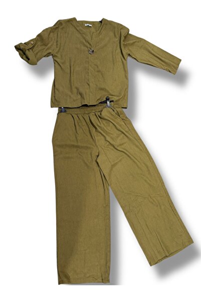 AGORATEKSTİL Women's New Season Chenille Velvet Fabric Suit Pants and Blouse