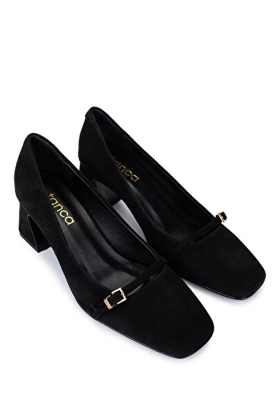 Tamer Tanca Women's Genuine Leather Black Suede Classic Shoes