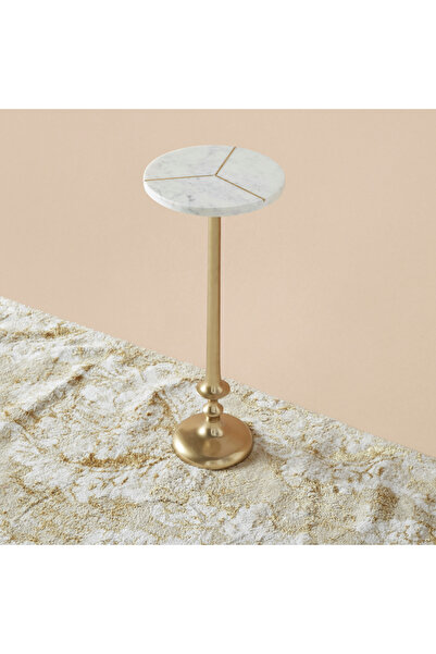 Lifestyle Round Marble Top Accent Table - 23x23x54 cms