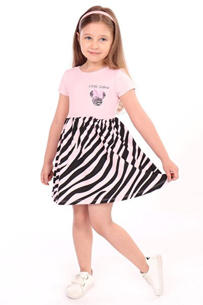 Toontoy Κοριτσίστικο φόρεμα με στάμπα Relax Fit με λαιμόκοψη και κοντά μανίκι...