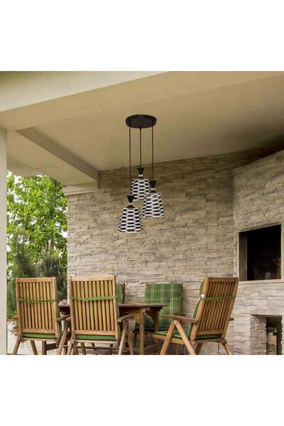 RFAN Pendul, Model 4532-3, cu abajur, 3 x E27, înălțime reglabilă, alb/negru