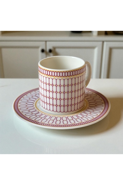 KÜTAHYA HOME 12 Parça Desenli Porselen Kahve Fincan Takımı TULU | 6 Kişilik