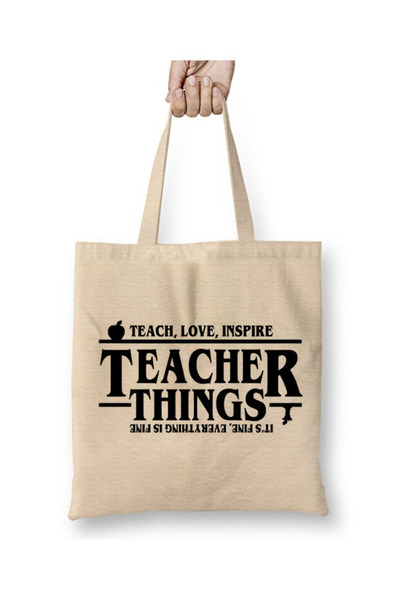 Toyaso Stranger Things Teacher Teacher's Day Gift for Teacher Cloth Bag Long Handle Shopping Bag