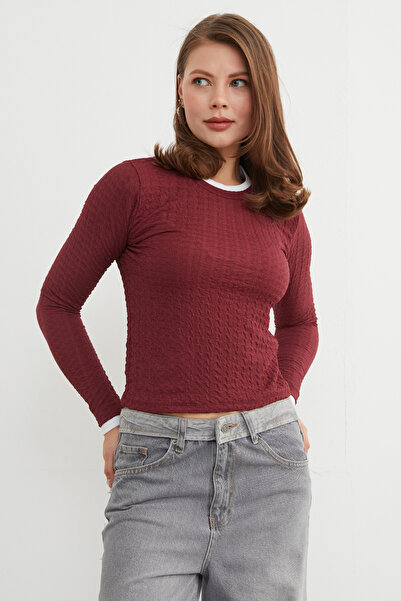 Fulla Moda Bürümcük Fabric Piped Blouse