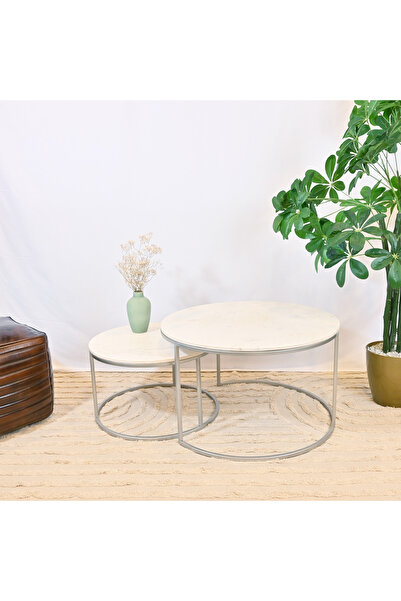 Crafted by Lifestyle 2-Piece Marble Top Coffee Table Set