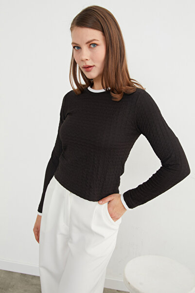 Fulla Moda Bürümcük Fabric Piped Blouse