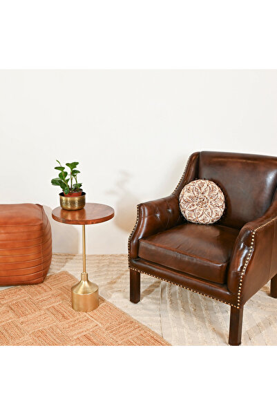 Crafted by Lifestyle Home Carving Wooden Top Side Table - 40x55x40 cms