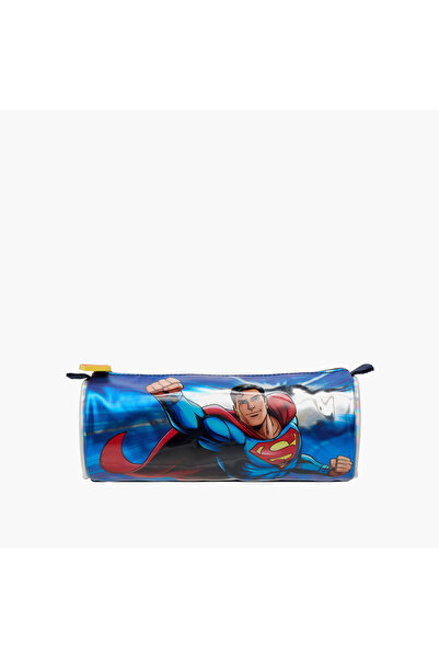 Warner Bros Superman Print Pencil Pouch with Zip Closure