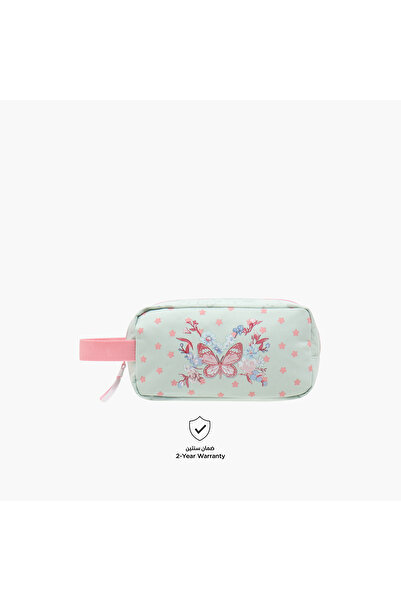 Juniors Butterfly Print Pencil Pouch with Zip Closure