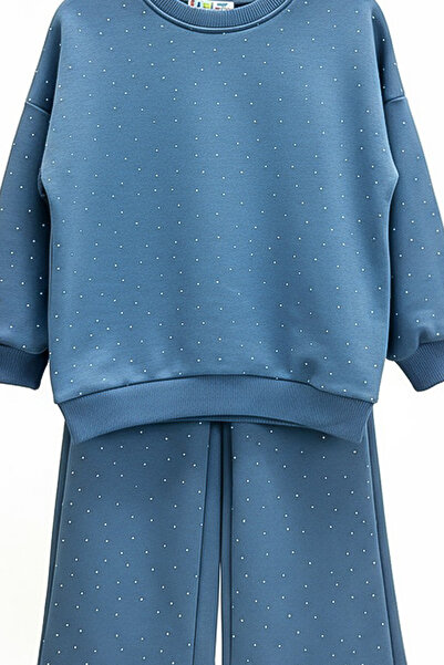 MODANINO Girl's Stone Decorated Top and Bottom Set - 3 Thread Count 4-12 Years Old 12349