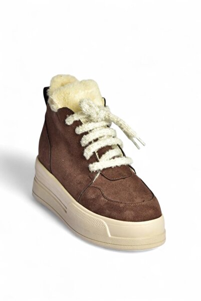Fox Shoes V367343402 Brown Suede Thick Soled Women's Boots with Fur Inside