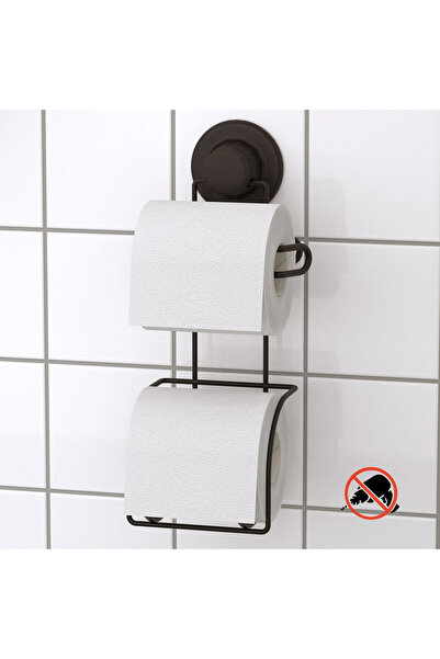 Evistro Vakumlu Tuvalet Kağıdı Askısı Yedekli Siyah S282