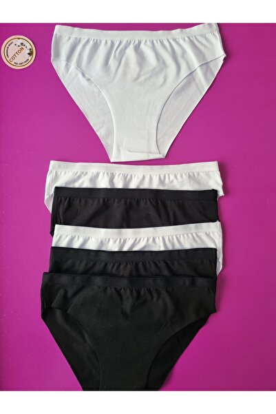 Demirsa Boutique Laser Cut Women's Black and White Bikini Panties 6 Pack