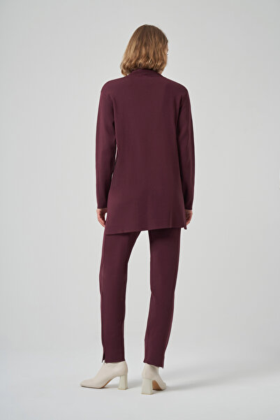 Nuss Mock Neck Sweat Pant Trouser Knitwear Set 1353 Claret Red