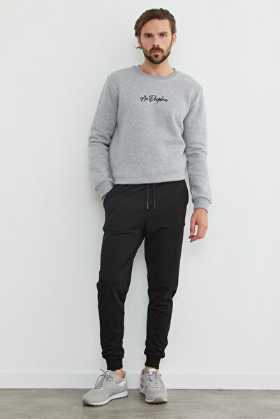 Fulla Moda Tie-Waist Embroidered Jogger Sweatpants