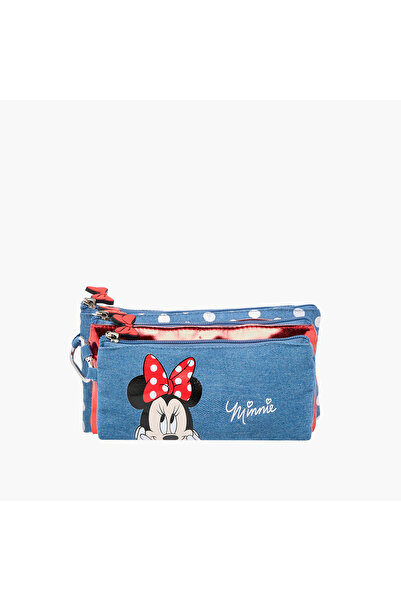 Disney Minnie Mouse Print Pencil Pouch with Zip Closure