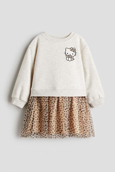 H&M Printed tulle-skirt sweatshirt dress