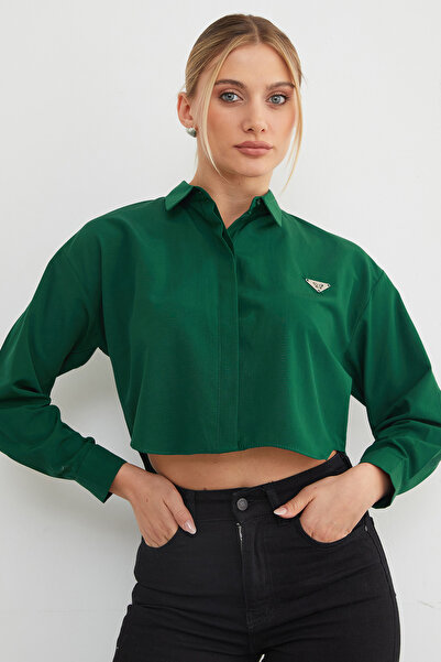 Fulla Moda Crop Shirt with Butterfly Accessories