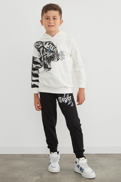 Fulla Moda Kaplan Printed Hooded Boys' 2-Piece Tracksuit Set