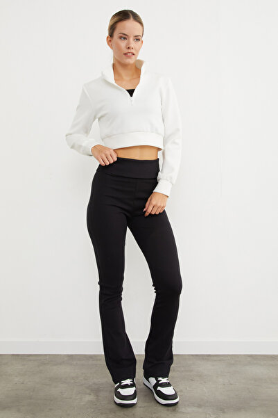 Fulla Moda Fold Waist Flare Leggings Trousers