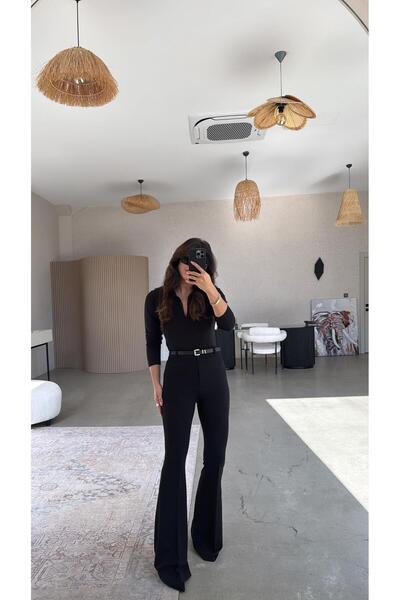 Buket Teke Black Spanish Belted Trousers