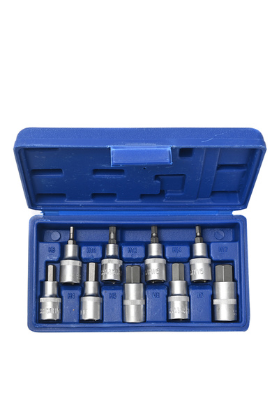 Lawazim Hex Bit Socket Set 9Pcs - Chrome Vanadium Drive Sockets with Case for Car and Home Repair