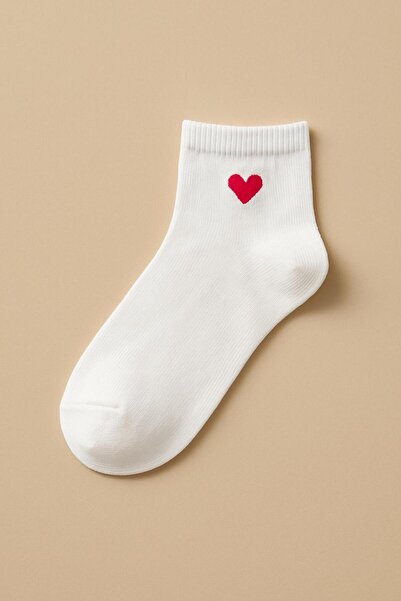 Fs Fresh Socks 4 Pairs of Heart Patterned Stitch-Free Combed Cotton Booties Socks