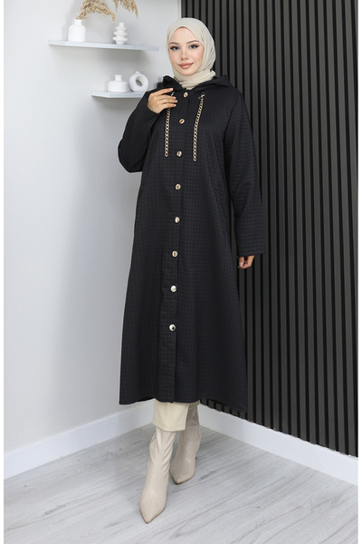 sefamerve Buttoned Chain Detailed Cap 0206-01 Black